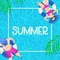 Summer time background design with pool blue water