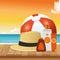 Summer time in beach ball hat creams skin care vacations