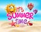 Summer Time in Beach Sea Shore with Realistic Objects