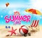 Summer Time in Beach Sea Shore with Realistic Objects