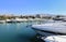 Summer time beautiful yachts moored in Glyfada port, Athens, Greece.