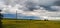 Summer time. the evening before the storm. field with yellow wheat, dark clouds in the sky, rain on the horizon. Spaces of Ukraine