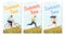 Summer Time Flyers Cartoon Set with Active People