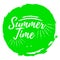 Summer Time label. Font with Brush. Summer and Beach