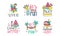 Summer Time Logo Design Templates Collection, Lets Have Fun, Enjoy Summer Vacation Cute Colorful Labels Vector