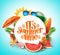 Summer time vector banner design with white circle