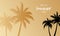 Summer time vector banner or poster on a gold background. Palm leaves and shadows. Vector illustration hello summer banner
