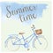 Summer time watercolor hand drawn bicycle. Patel