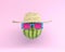 Summer times of funny attractive watermelon in stylish sunglasses with hat on pink background. minimal fruit concept. Creative id