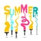 Summer Title with Colorful Brushes Design