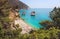 Summer touristic destination in Puglia, Italy: Faraglioni di Puglia Baia delle Zagare. Travel Italy