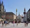 Summer Tourists and Shoppers in Marienplatz in Munich, Germany