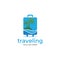 Summer travel logo with copper icon vector template