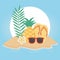Summer travel and vacation flip flops pineapple sunglasses tropical beach flower