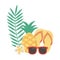 Summer travel and vacation flip flops pineapple sunglasses tropical beach flower