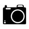 Summer travel and vacation photo camera in silhouette style isolated icon