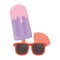 Summer travel and vacation sunglasses ice cream in stick and shell