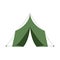 Summer travel and vacation tent camping tourism in flat style isolated icon