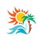 Summer travel vacation vector logo concept illustration.