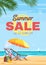 Summer traveling sale flyer vector template