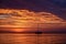 Summer traveling yachting. Boat on water at sunset. Sailboats on ocean sea water.