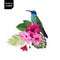 Summer Tropical Design with Hummingbird and Exotic Flowers. Floral Background with Tropic Bird, HibisÑus and Palm Leaves