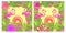 Summer tropical floral backgrounds variation with exotic leaves and flowers, pair of lovely pink flamingo and hot sun for Tshirt,