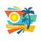 Summer tropical vacation - concept advertising promotion banner in flat style. Travel creative poster vector illustration.