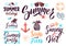 Summer typography lettering decoration for vintage posters or postcards. Vector background pictures set