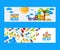 Summer vacation banner, vector illustration. Travel agency seaside tour advertisement, fun beach activities for the
