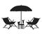 Summer Vacation Beach chairs and umbrellas isolated Vectors Silhouettes