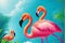 Summer vacation concept. Flamingo Paradise. Exploring the Vibrant Coastal Wonders. Generative AI