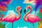 Summer vacation concept. Flamingo Paradise. Exploring the Vibrant Coastal Wonders. Generative AI