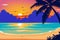 Summer vacation concept. Sunset Serenade. A Mesmerizing Evening on the Beach. Generative AI