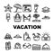 Summer Vacation Enjoying Traveler Icons Set Vector