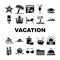 Summer Vacation Enjoying Traveler Icons Set Vector