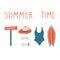 Summer vacation illustrations set. Vector modern doodle clipart.