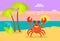 Summer Vacation, Red Crab Character and Seascape