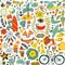 Summer vacation set doodle elements, seamless pattern