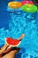 Summer Vacation. Summertime Fun. Watermelon By Swimming Pool. Fruit