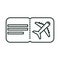 Summer vacation travel, airline boarding pass ticket linear icon style