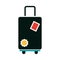Summer vacation travel, modern suitcase with handle and wheels, flat icon style