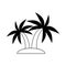 Summer vacation travel, paradise tropical exotic palms and sand line icon style