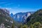 Summer vacation and travel to the USA. Valley of Yosemite and the Rock of Half Dome