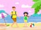 Summer Vacation on Tropical Island Illustration