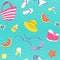 Summer vacation vector flat style seamless background pattern