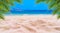 Summer vacation white sand beach with space for text coconut leaves rear frame sea view energetic floor