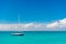 summer vacation yacht at seascape, advertisement. summer vacation yacht at seaside. photo of summer vacation yacht on