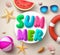 Summer vector banner design. Summer text with colorful elements