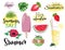 Summer vector collection. Set of hand drawn images ice cream, lemonade, watermelon, summer sale, anemone flower.